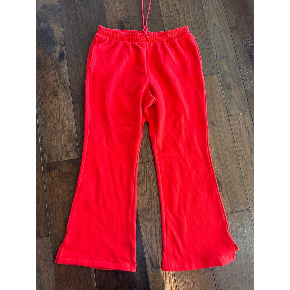 Victoria's Secret PINK Ivy Fleece Flare Pants Red Classic Fit Large NWT